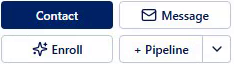 Real dashboard actions: Contact, Message, Enroll, and Pipeline