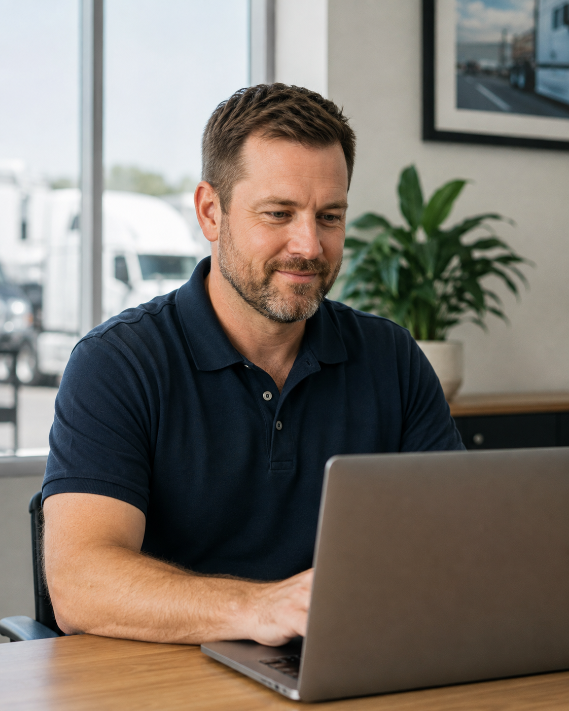 A recruiter working at his laptop